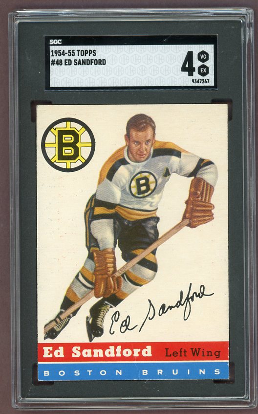 1954 Topps Hockey #048 Ed Sandford Bruins SGC 4 VG-EX 500011