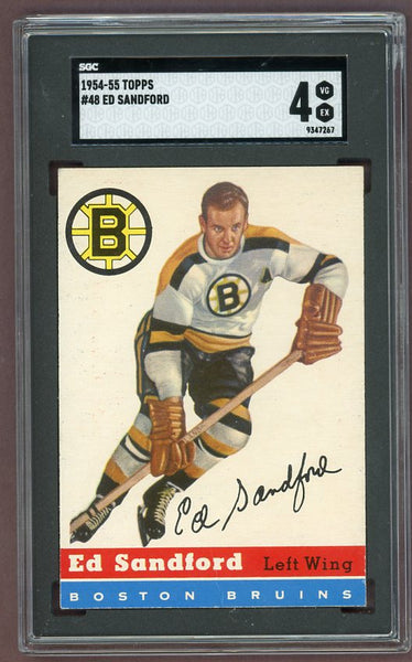 1954 Topps Hockey #048 Ed Sandford Bruins SGC 4 VG-EX 500011