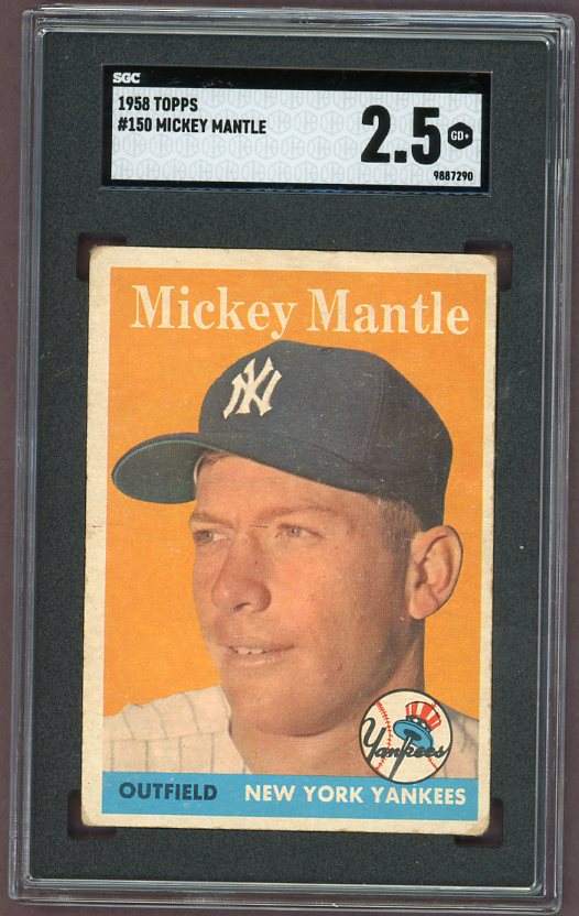 1958 Topps Baseball #150 Mickey Mantle Yankees SGC 2.5 GD+ 500025