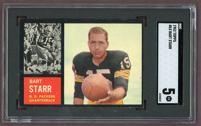 1962 Topps Football #063 Bart Starr Packers SGC 5 EX 500053