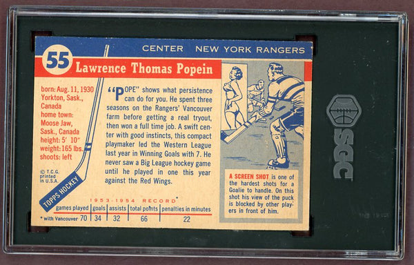 1954 Topps Hockey #055 Larry Popein Rangers SGC 5 EX 500056