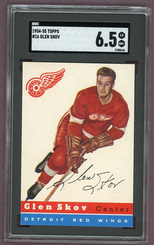 1954 Topps Hockey #016 Glen Skov Red Wings SGC 6.5 EX-MT+ 500057