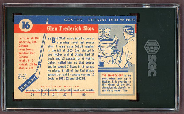 1954 Topps Hockey #016 Glen Skov Red Wings SGC 6.5 EX-MT+ 500057
