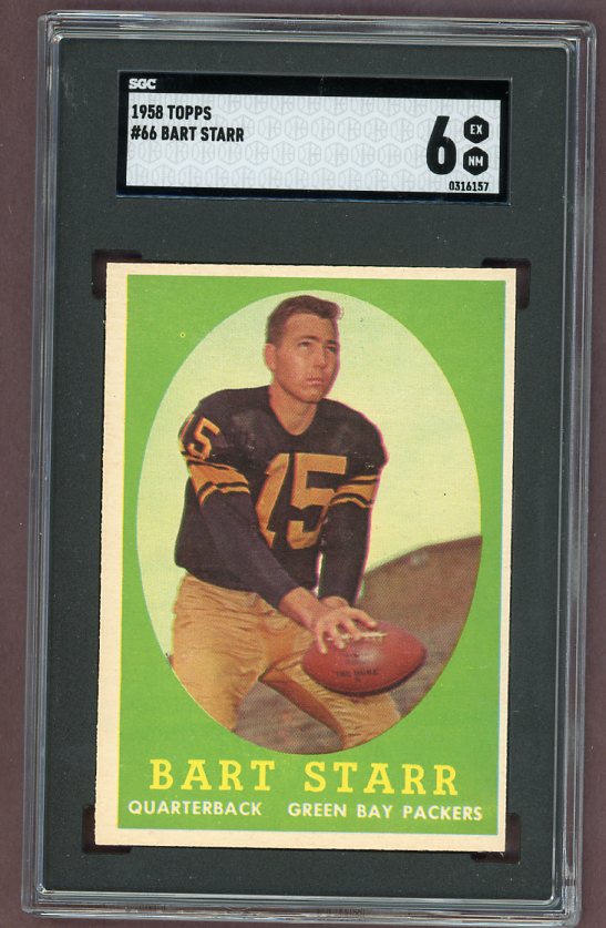 1958 Topps Football #066 Bart Starr Packers SGC 6 EX-MT 500058