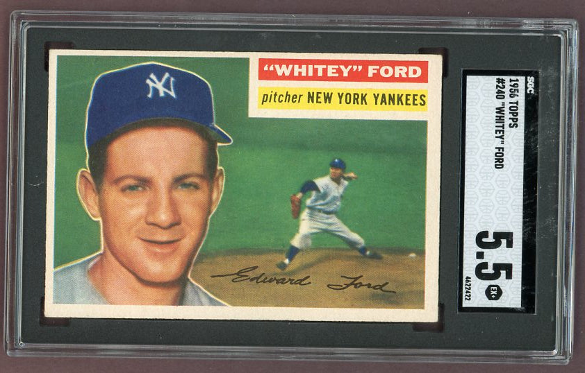 1956 Topps Baseball #240 Whitey Ford Yankees SGC 5.5 EX+ 500075