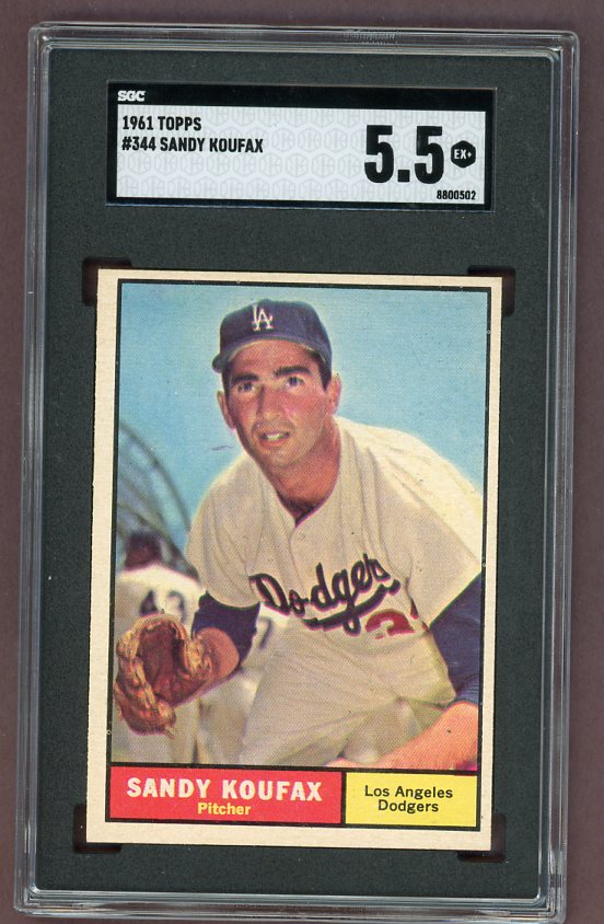 1961 Topps Baseball #344 Sandy Koufax Dodgers SGC 5.5 EX+ 500089