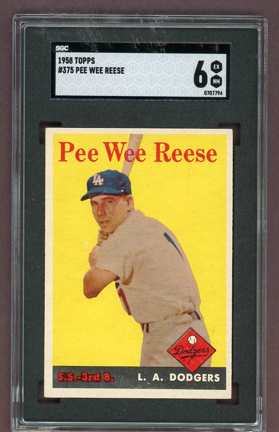 1958 Topps Baseball #375 Pee Wee Reese Dodgers SGC 6 EX-MT 500090