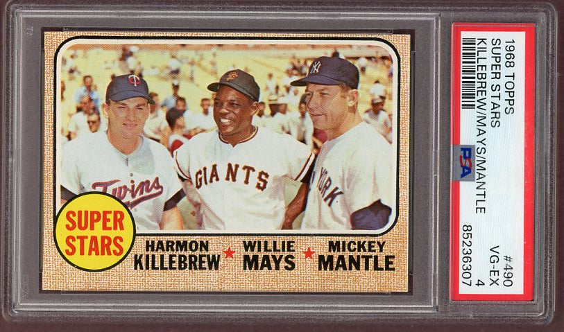 1968 Topps Baseball #490 Mickey Mantle Willie Mays PSA 4 VG-EX 500106