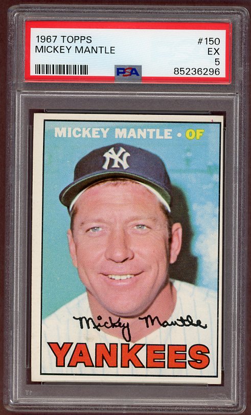 1967 Topps Baseball #150 Mickey Mantle Yankees PSA 5 EX 500109