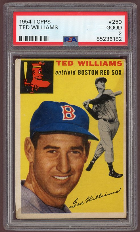 1954 Topps Baseball #250 Ted Williams Red Sox PSA 2 GD 500147