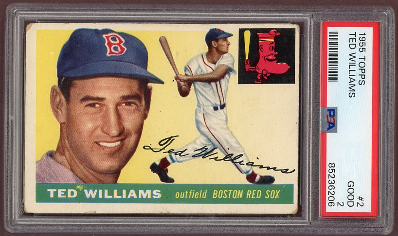 1955 Topps Baseball #002 Ted Williams Red Sox PSA 2 GD 500155