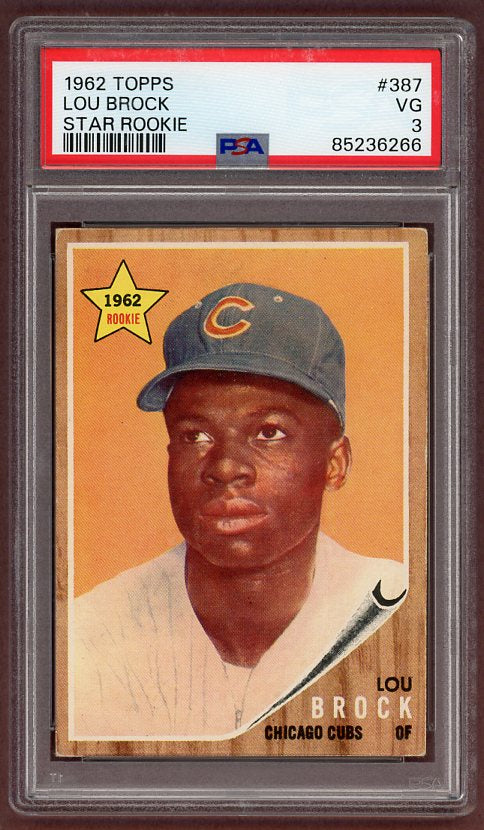 1962 Topps Baseball #387 Lou Brock Cubs PSA 3 VG 500162