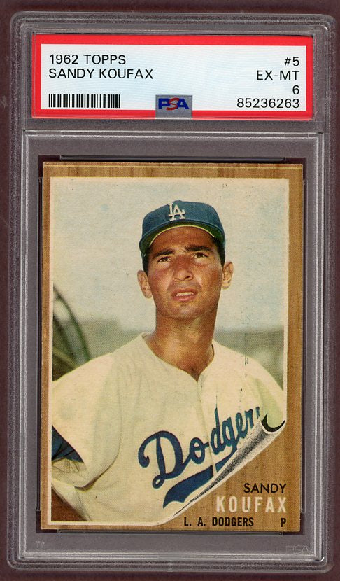 1962 Topps Baseball #005 Sandy Koufax Dodgers PSA 6 EX-MT 500164