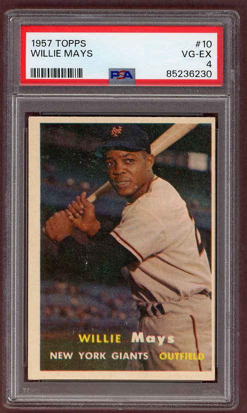 1957 Topps Baseball #010 Willie Mays Giants PSA 4 VG-EX 500177