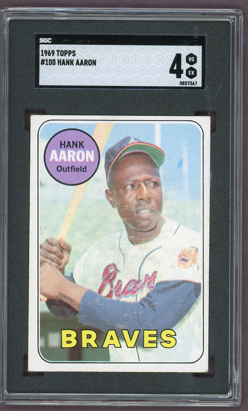 1969 Topps Baseball #100 Hank Aaron Braves SGC 4 VG-EX 500195