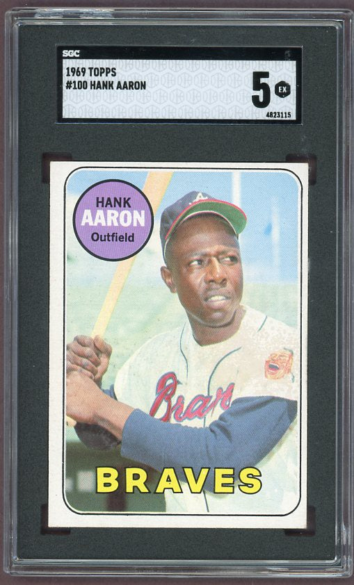 1969 Topps Baseball #100 Hank Aaron Braves SGC 5 EX 500197