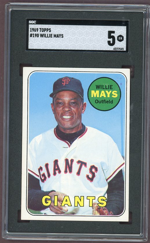 1969 Topps Baseball #190 Willie Mays Giants SGC 5 EX 500201