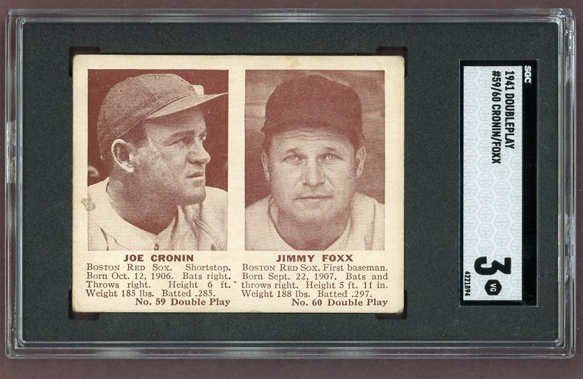 1941 Double Play #059/60 Jimmy Foxx Red Sox SGC 3 VG 500211
