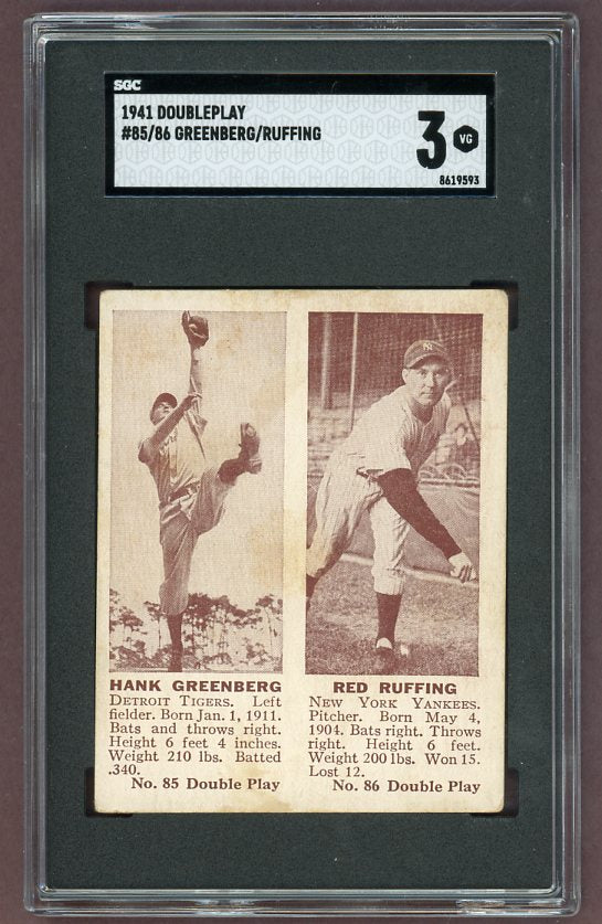 1941 Double Play #085/86 Hank Greenberg Tigers SGC 3 VG 500219