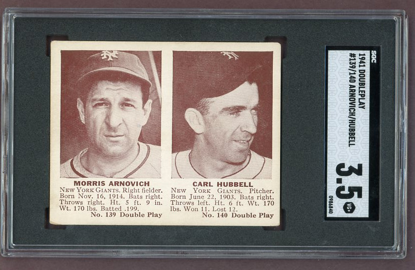 1941 Double Play #139/140 Carl Hubbell Giants SGC 3.5 VG+ 500227