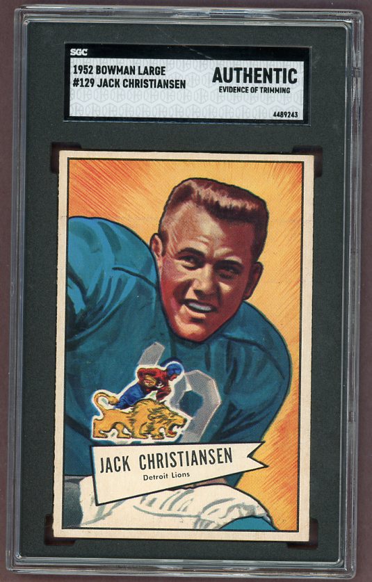 1952 Bowman Large Football #129 Jack Christiansen Lions SGC Auth 500239