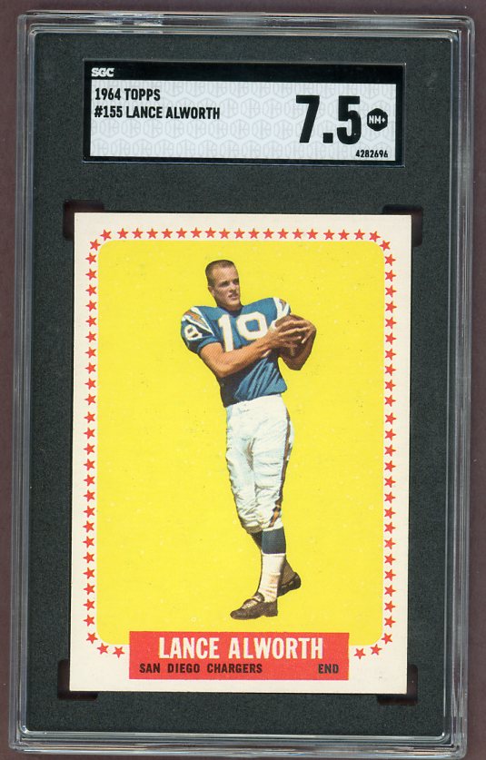 1964 Topps Football #155 Lance Alworth Chargers SGC 7.5 NM+ 500243