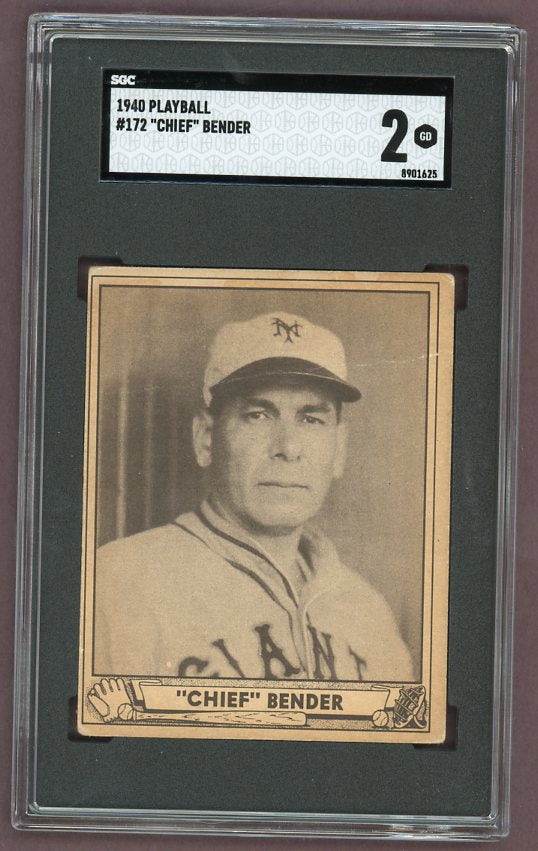 1940 Play Ball #172 Chief Bender Giants SGC 2 GD 500258