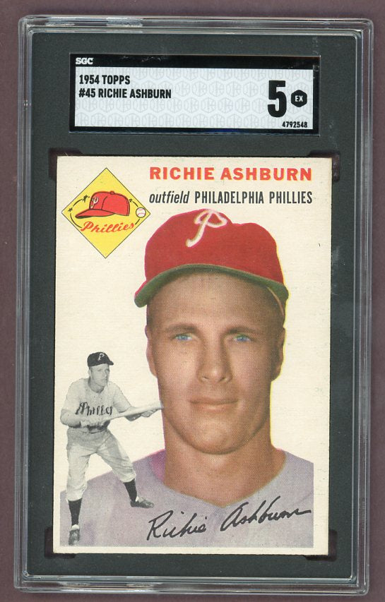 1954 Topps Baseball #045 Richie Ashburn Phillies SGC 5 EX 500267