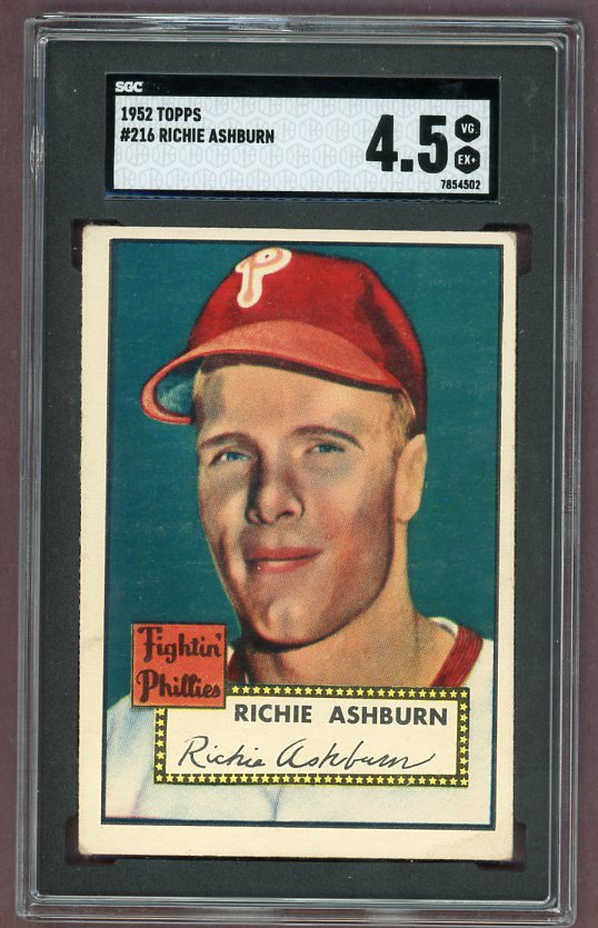 1952 Topps Baseball #216 Richie Ashburn Phillies SGC 4.5 VG-EX+ 500269