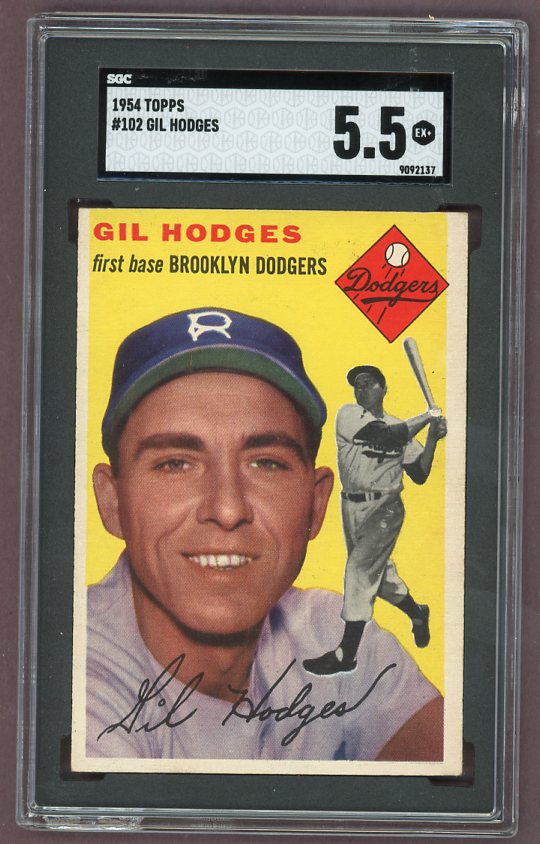 1954 Topps Baseball #102 Gil Hodges Dodgers SGC 5.5 EX+ 500271