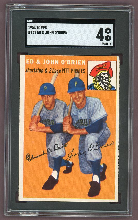 1954 Topps Baseball #139 Ed O'Brien Johnny O'Brien SGC 4 VG-EX 500272