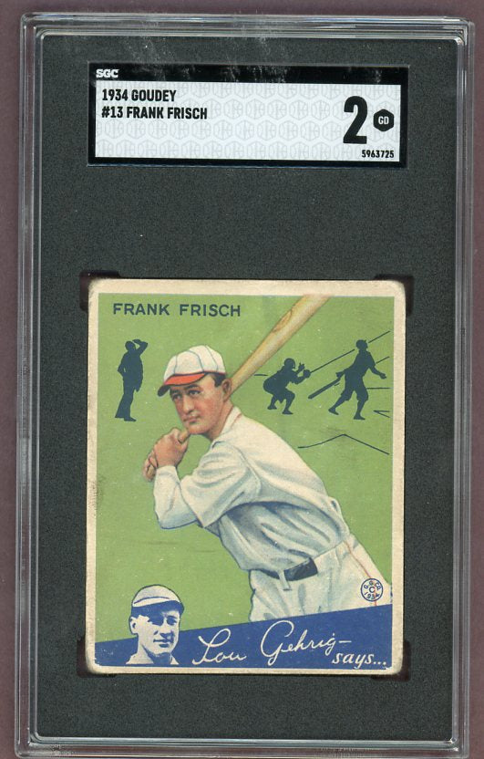 1934 Goudey #013 Frank Frisch Cardinals SGC 2 GD 500274