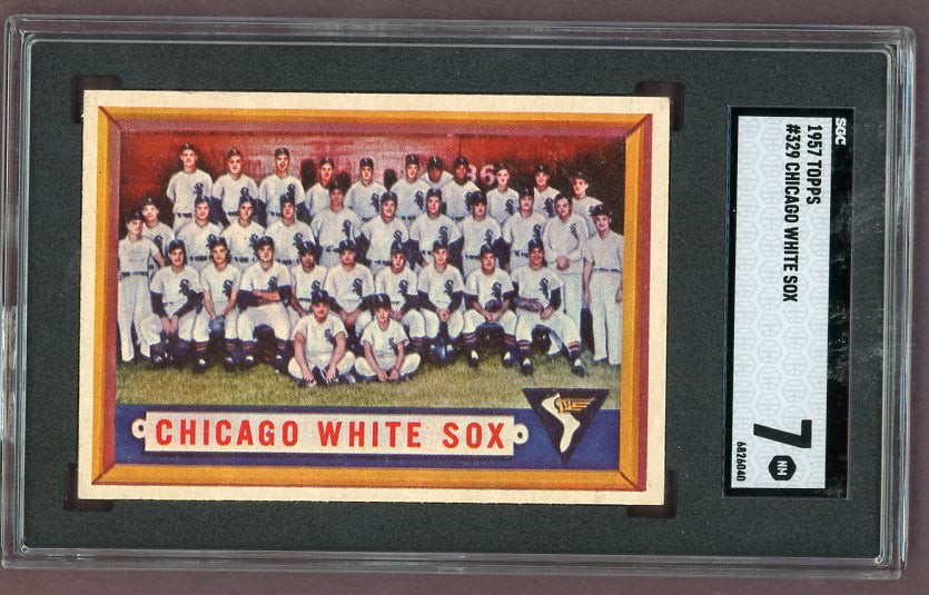 1957 Topps Baseball #329 Chicago White Sox Team SGC 7 NM 500290