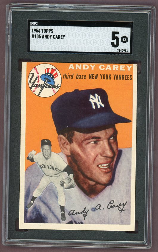 1954 Topps Baseball #105 Andy Carey Yankees SGC 5 EX 500341