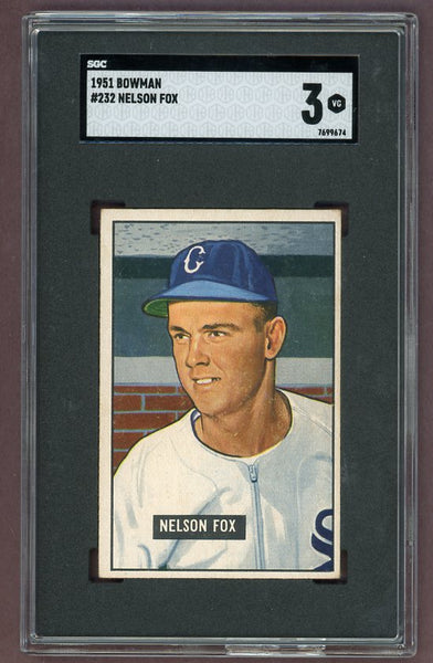 1951 Bowman Baseball #232 Nellie Fox White Sox SGC 3 VG 500355