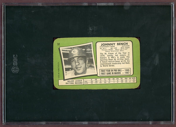 1971 Topps Baseball Supers #032 Johnny Bench Reds SGC 6 EX-MT crack 500435
