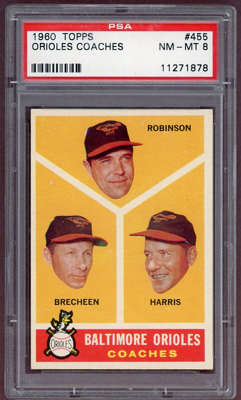 1960 Topps Baseball #455 Harry Brecheen Orioles PSA 8 NM/MT 500440