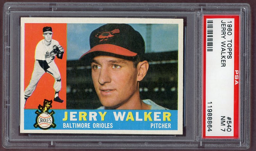 1960 Topps Baseball #540 Jerry Walker Orioles PSA 7 NM 500463