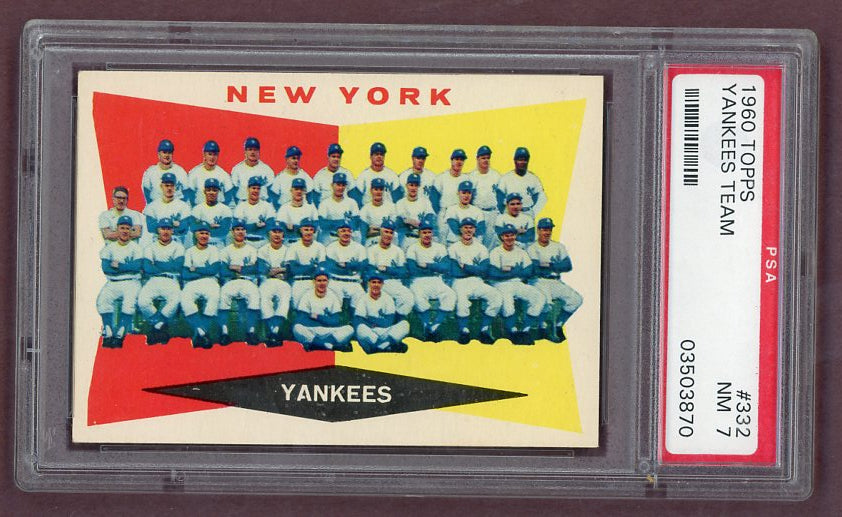 1960 Topps Baseball #332 New York Yankees Team PSA 7 NM 500537