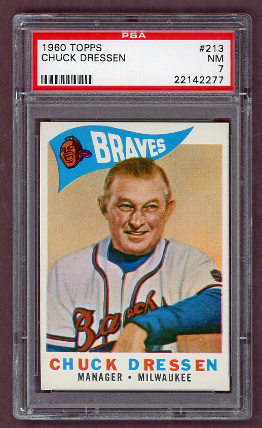 1960 Topps Baseball #213 Chuck Dressen Braves PSA 7 NM 500544