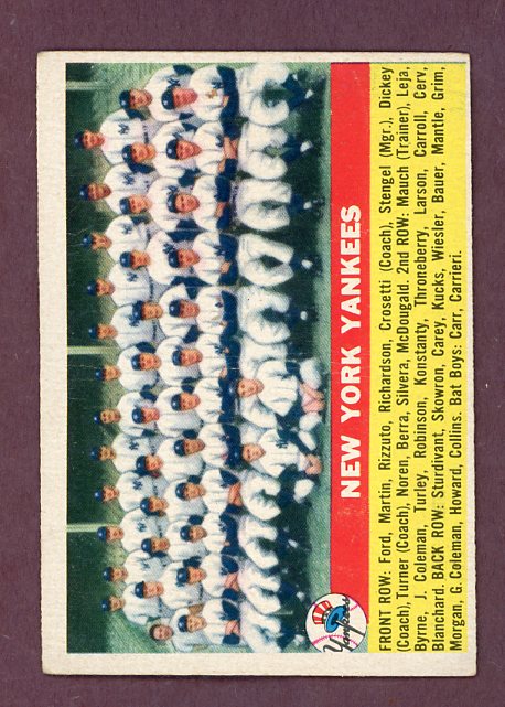 1956 Topps Baseball #251 New York Yankees Team VG 500693