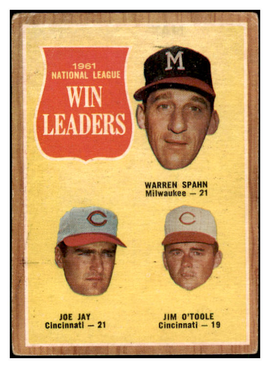 1962 Topps Baseball #058 N.L. Win Leaders Warren Spahn GD-VG 500772