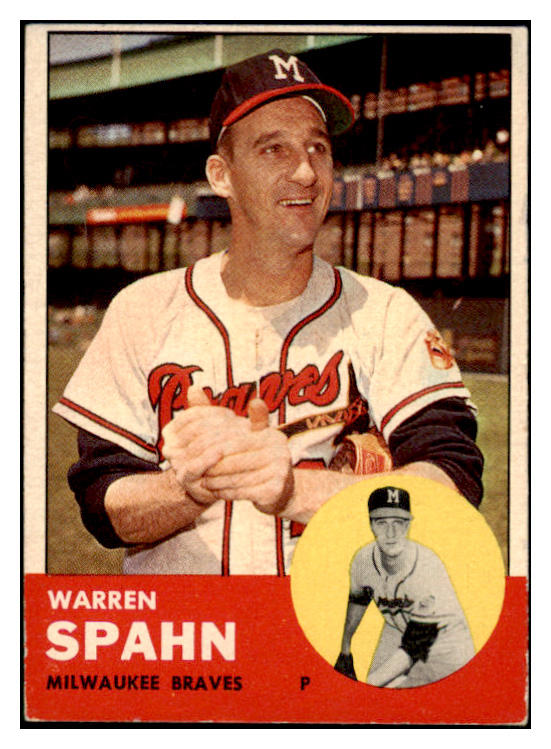 1963 Topps Baseball #320 Warren Spahn Braves EX 500830