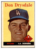 1958 Topps Baseball #025 Don Drysdale Dodgers EX 500835