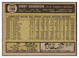 1961 Topps Baseball #180 Bobby Richardson Yankees EX-MT 500851