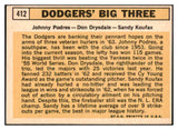 1963 Topps Baseball #412 Sandy Koufax Don Drysdale EX+/EX-MT 500857