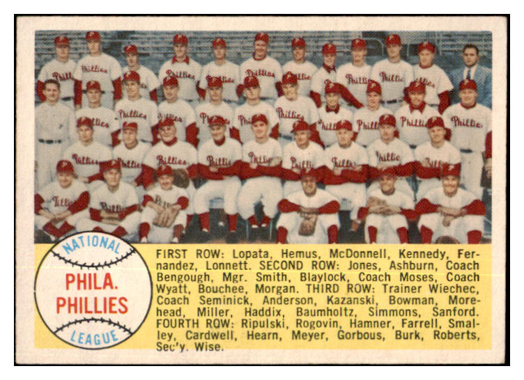 1958 Topps Baseball #134 Philadelphia Phillies Team GD-VG 500932