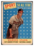 1958 Topps Baseball #494 Warren Spahn A.S. Braves Good 501201