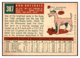1959 Topps Baseball #387 Don Drysdale Dodgers EX-MT 501228
