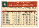 1959 Topps Baseball #040 Warren Spahn Braves EX-MT Obscure 501230